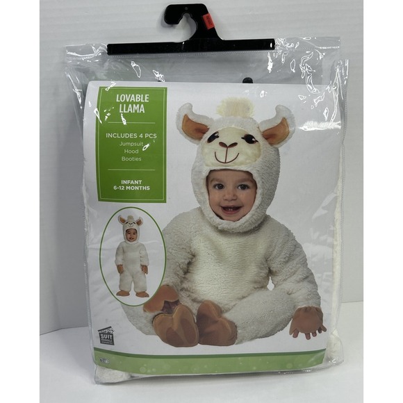 Llama Costume Infant 6-12 Months Halloween 4 Piece Soft Animal Halloween Costume - Picture 1 of 7